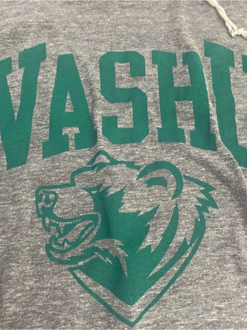 League Gray Short Sleeve Tee with Teal Bear Collegiate Print